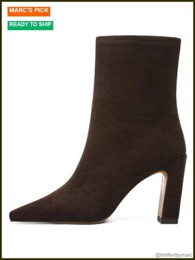 Women's Square Toe Chunky Heeled Ankle Boots with Side Zipper